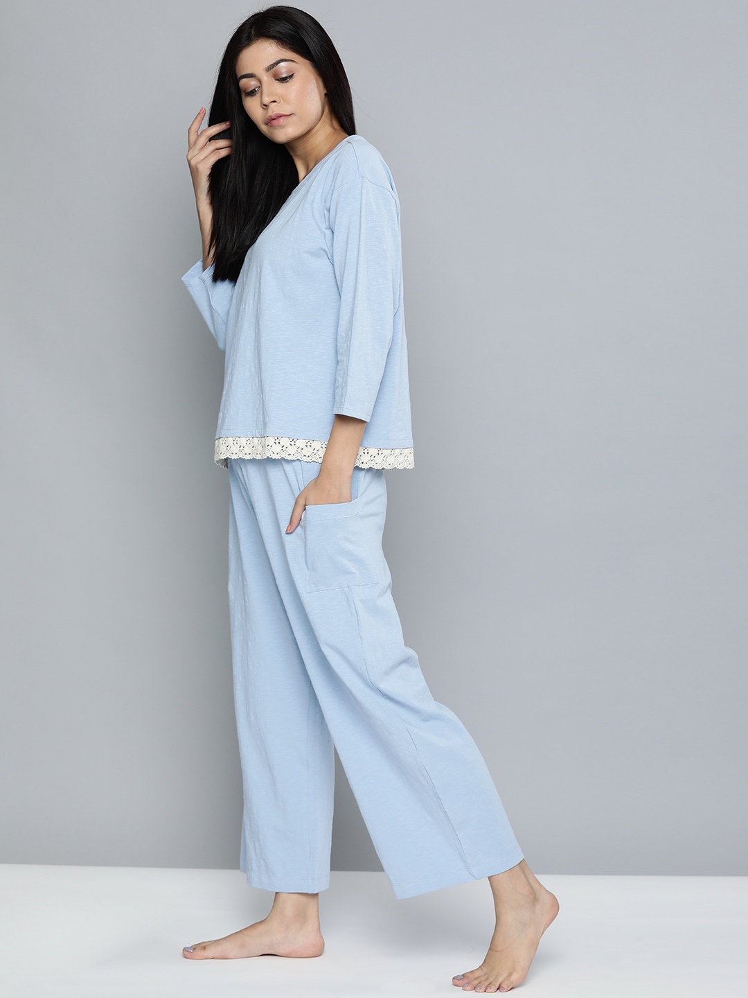 

Chemistry Women Blue Solid Night suit