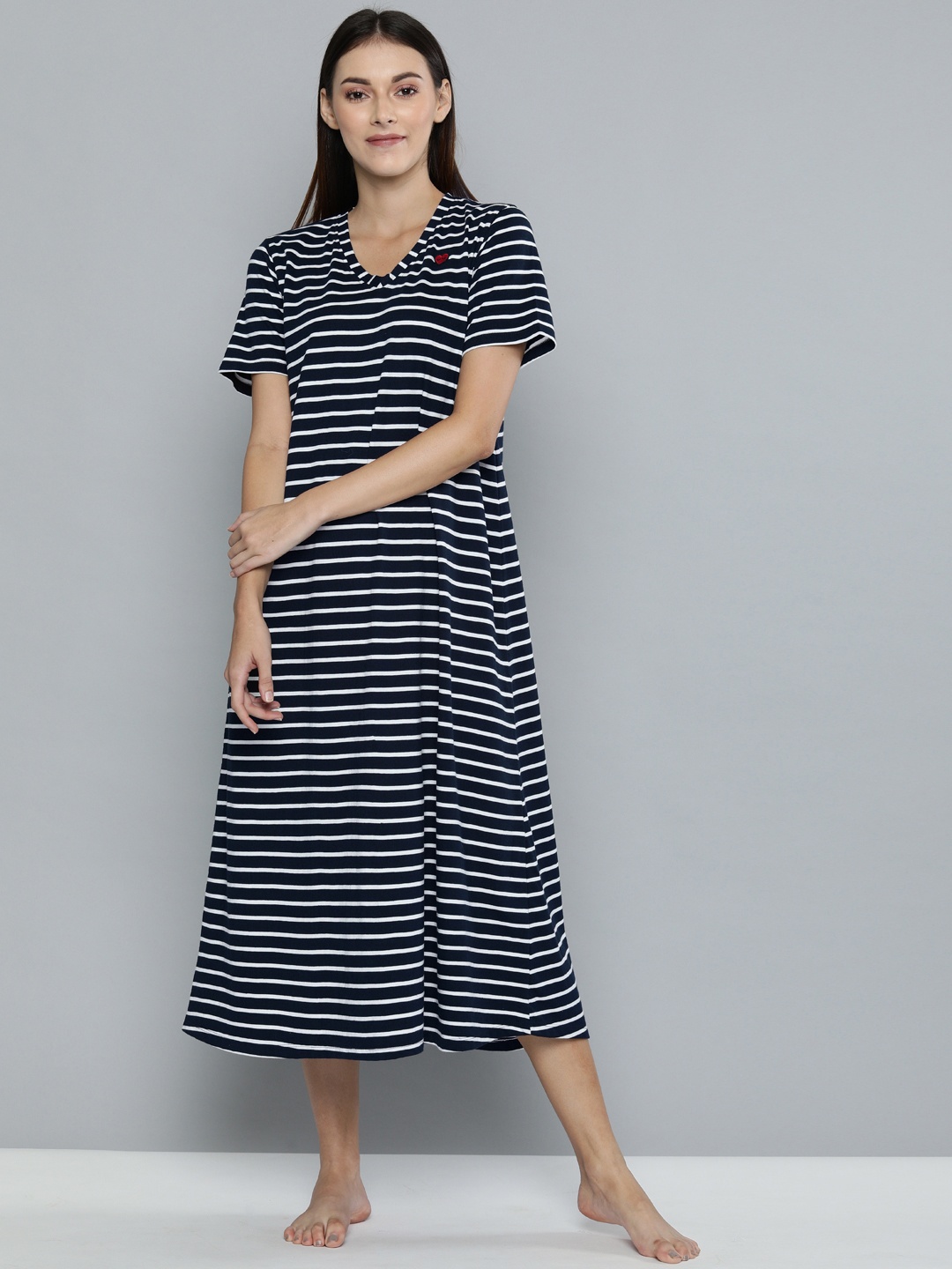 

Chemistry Navy Blue & White Striped Nightdress