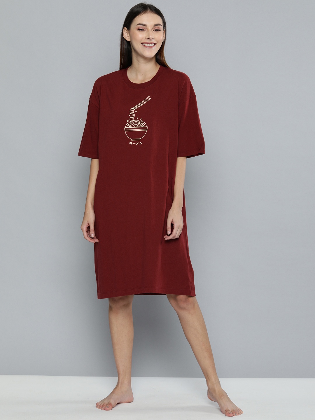 

Chemistry Women Burgundy Printed Nightdress
