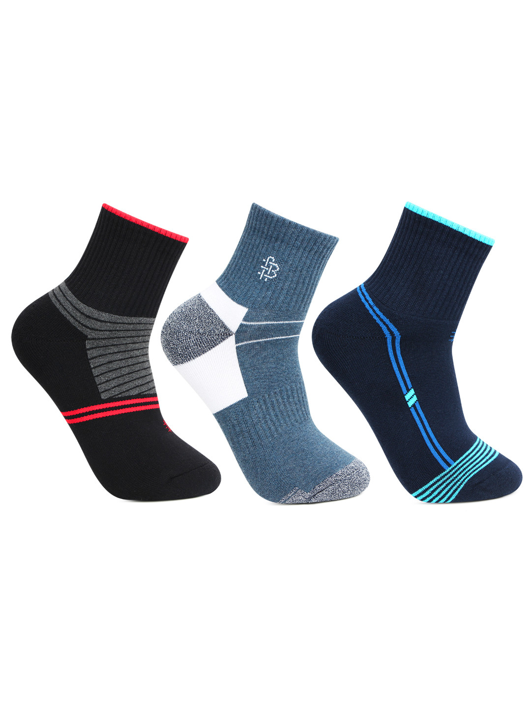 

Bonjour Men Pack of 3 Assorted Ankle-Length Socks, Multi