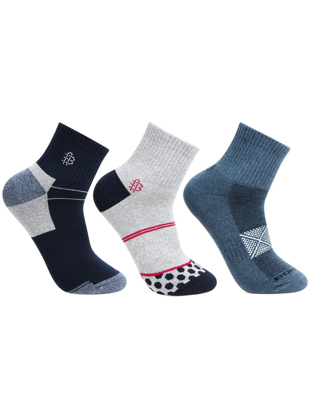 

Bonjour Men Pack of 3 Assorted Ankle-Length Socks
