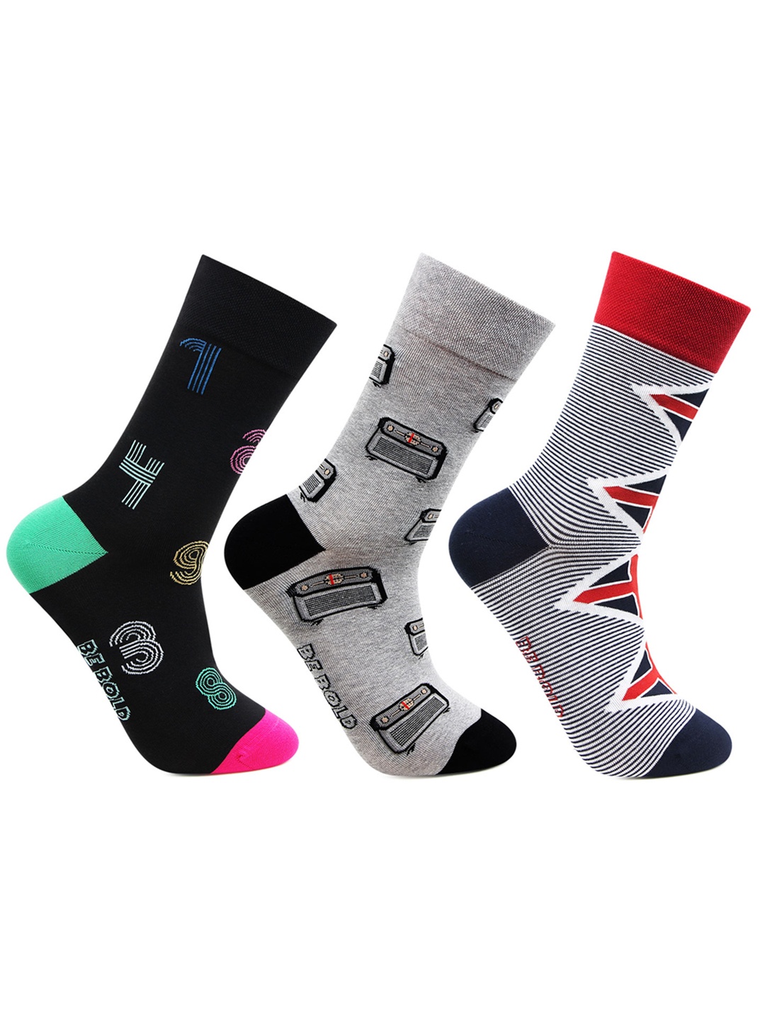 

Bonjour Men Pack Of 3 Assorted Calf-Length Socks
