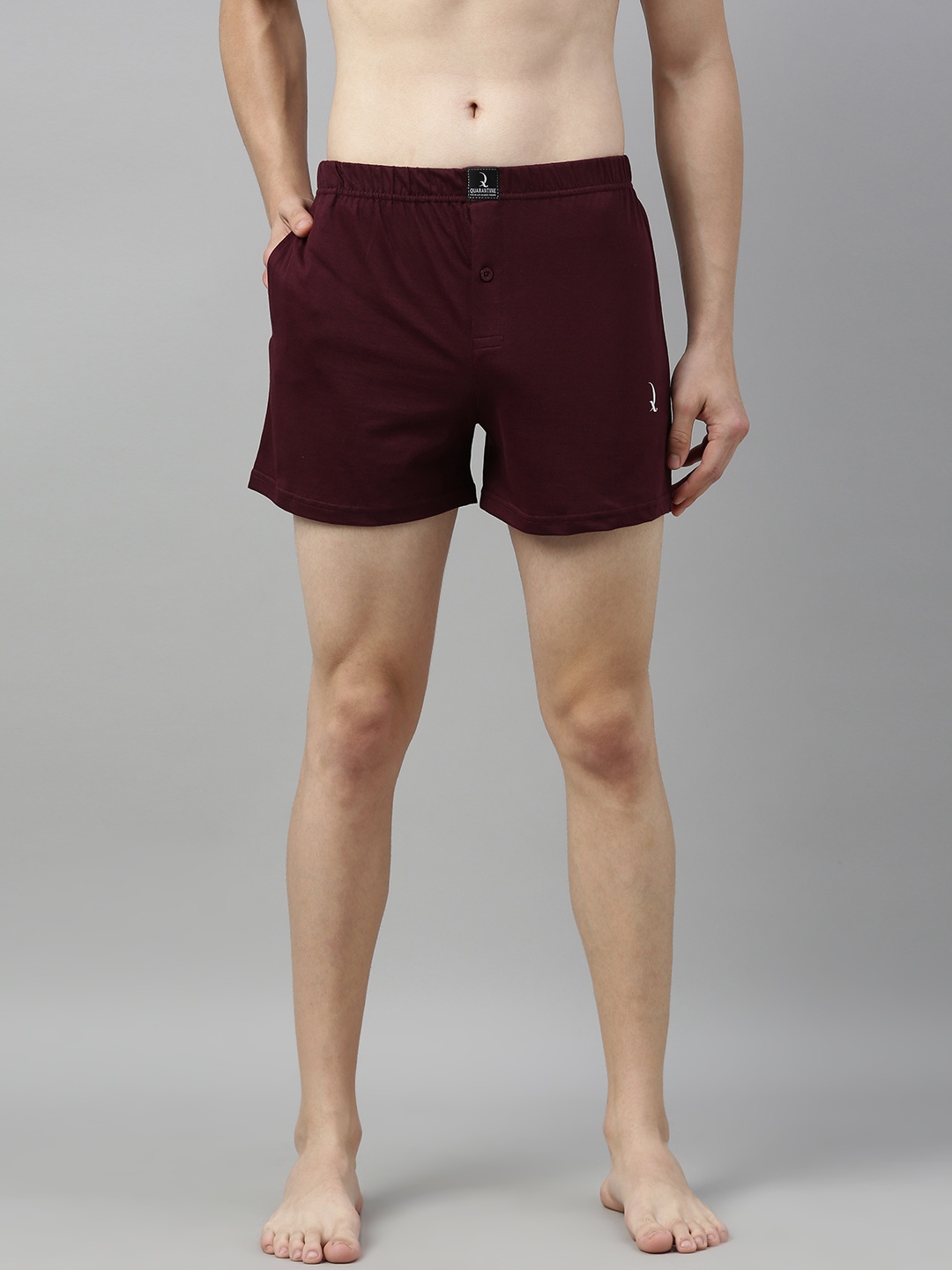 

QUARANTINE Men Maroon Solid Pure Cotton Solid Boxers