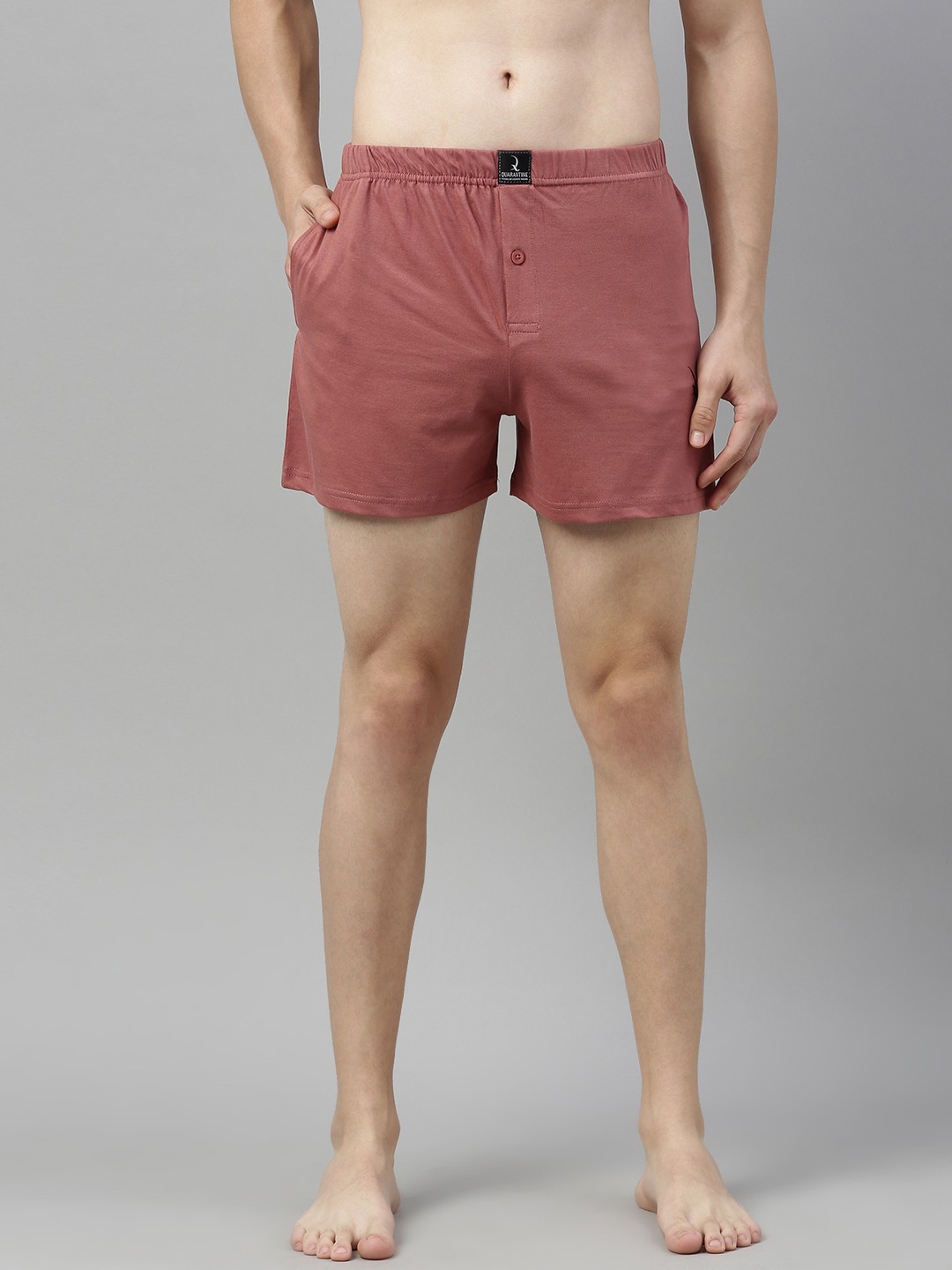 

QUARANTINE Men Mauve Solid Pure Cotton Solid Boxers