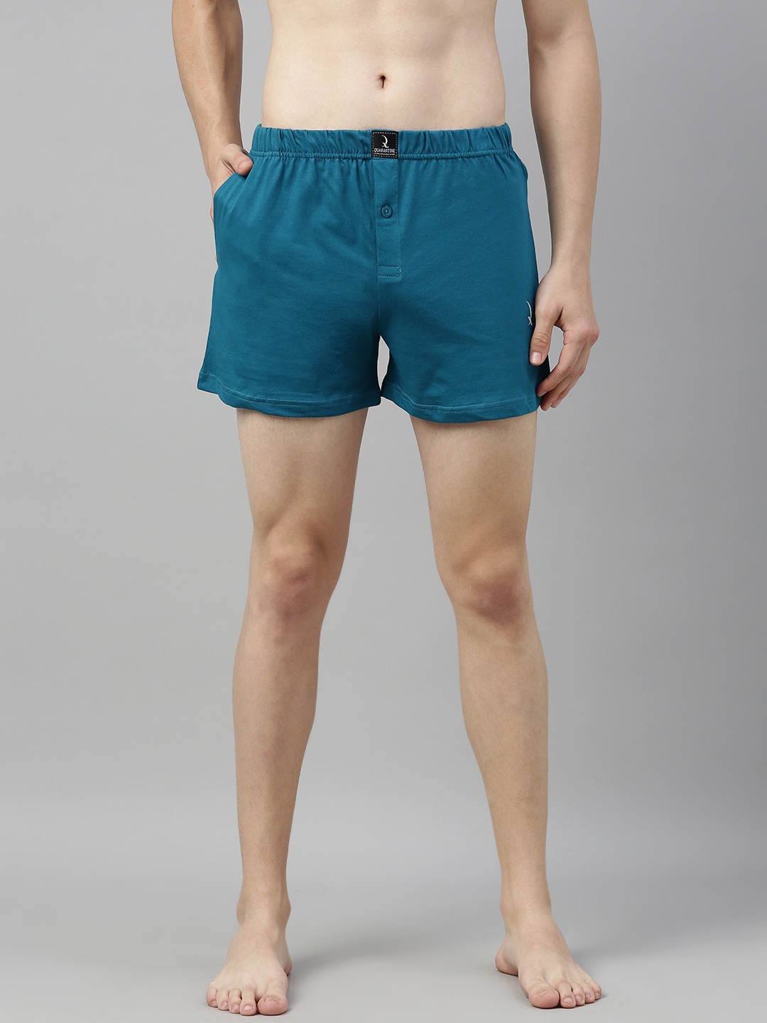 

QUARANTINE Men Blue Solid Pure Cotton Stretchable Boxers QBXM009INK