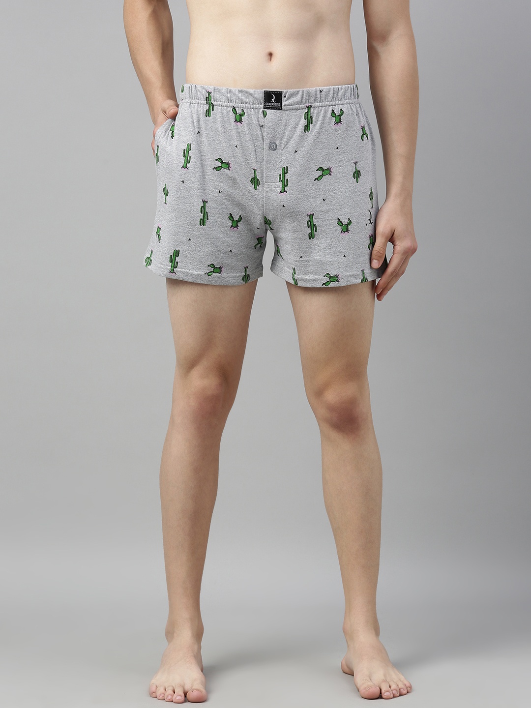 

QUARANTINE Men Grey Printed Pure Cotton Boxers QBXM005GML