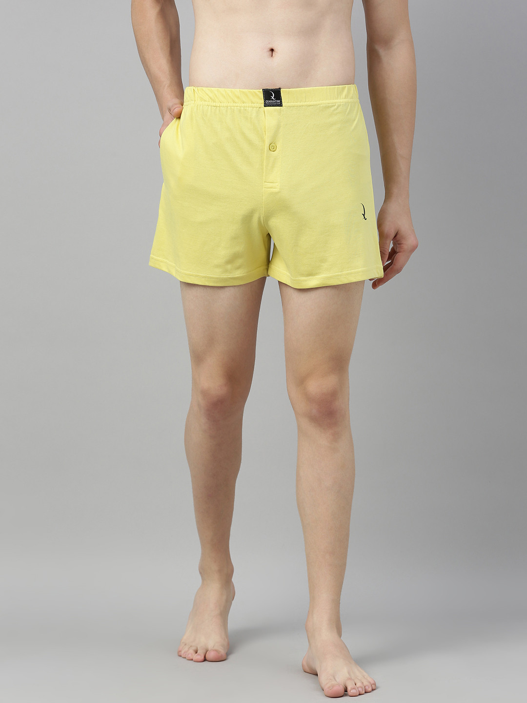 

QUARANTINE Men Yellow Solid Pure Cotton Boxers QBXM009CEL