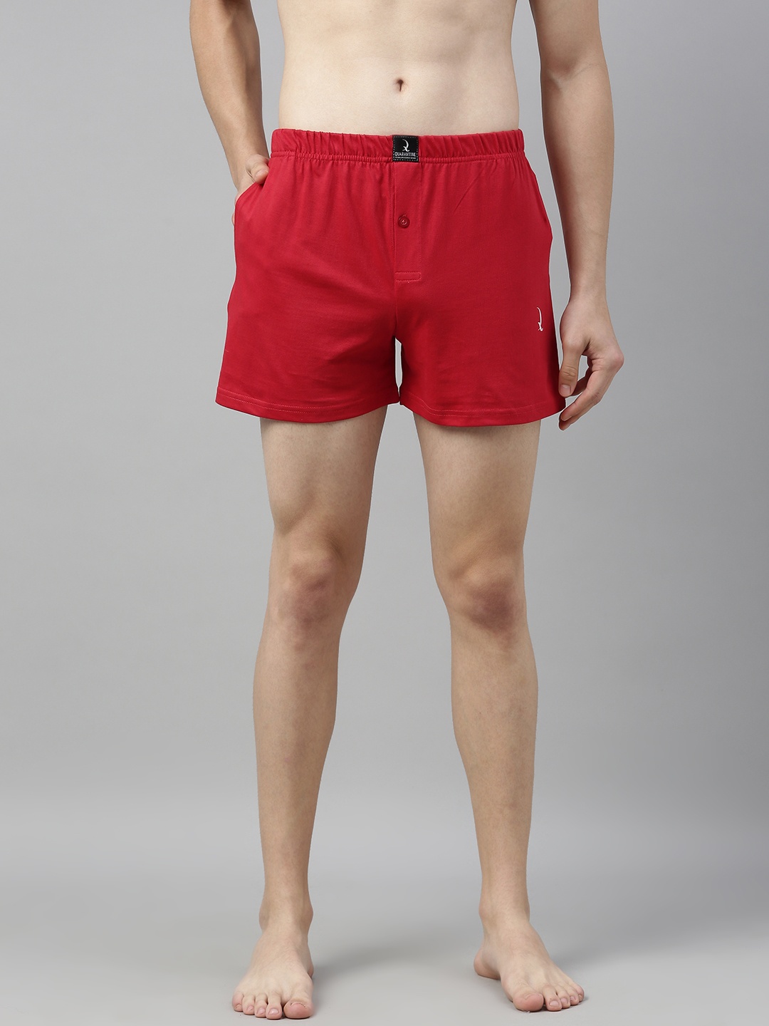 

QUARANTINE Men Red Solid Pure Cotton Boxers QBXM009RED-S