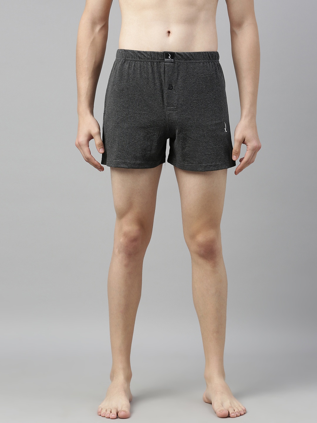 

QUARANTINE Men Charcoal Grey Solid Pure Cotton Boxers QBXM009CML-S