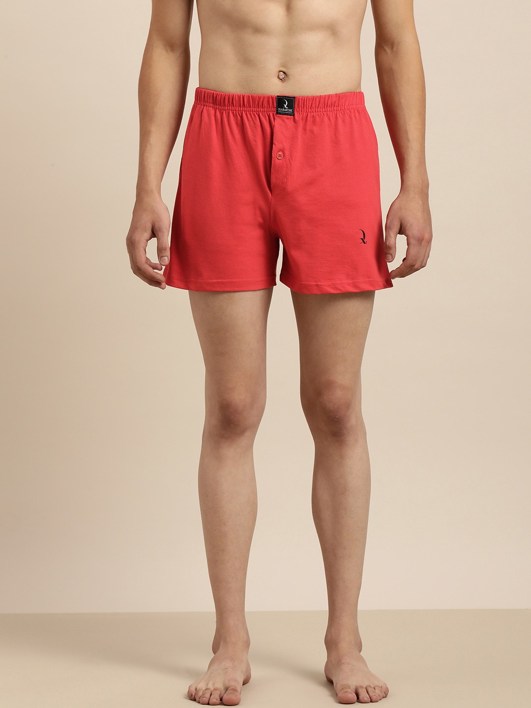 

QUARANTINE Men Red Solid Pure Cotton Boxers QBXM009CST