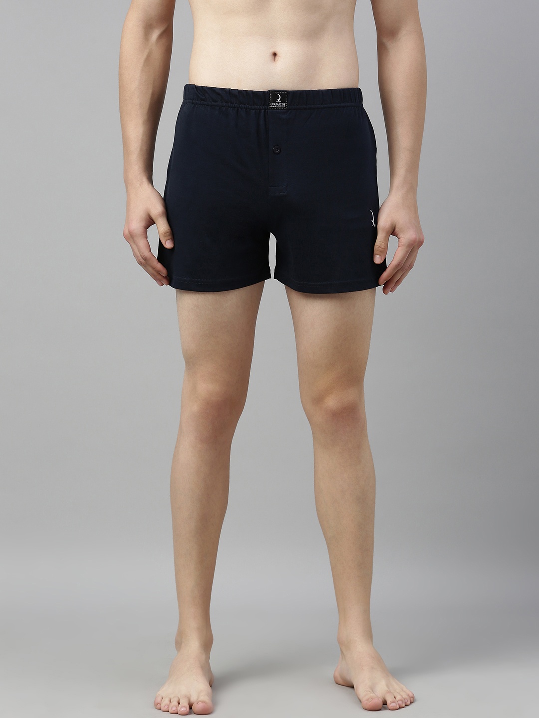 

QUARANTINE Men Navy Blue Solid Pure Cotton Boxers