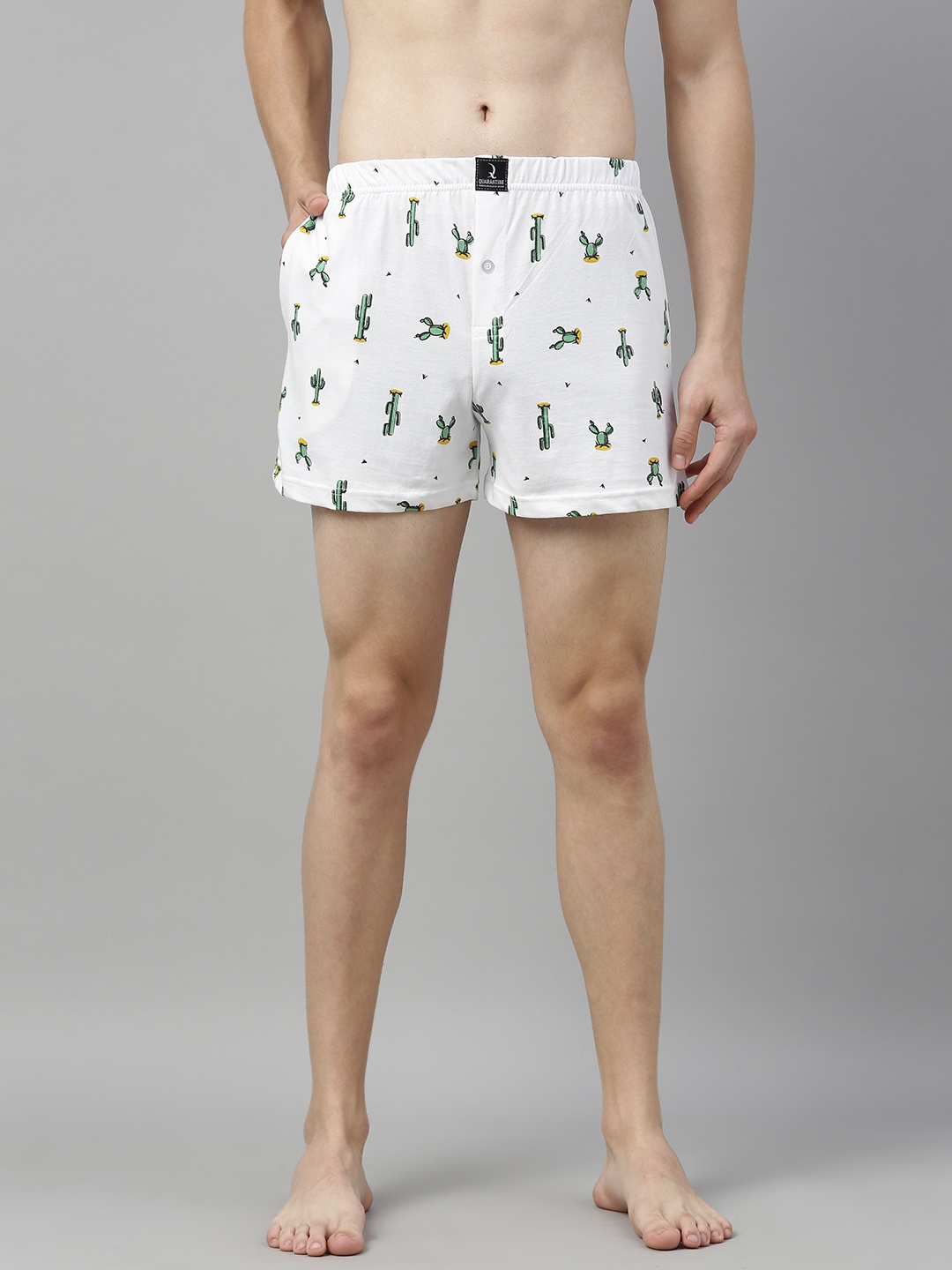 

QUARANTINE Men White Printed Pure Cotton Boxers QBXM005WHT
