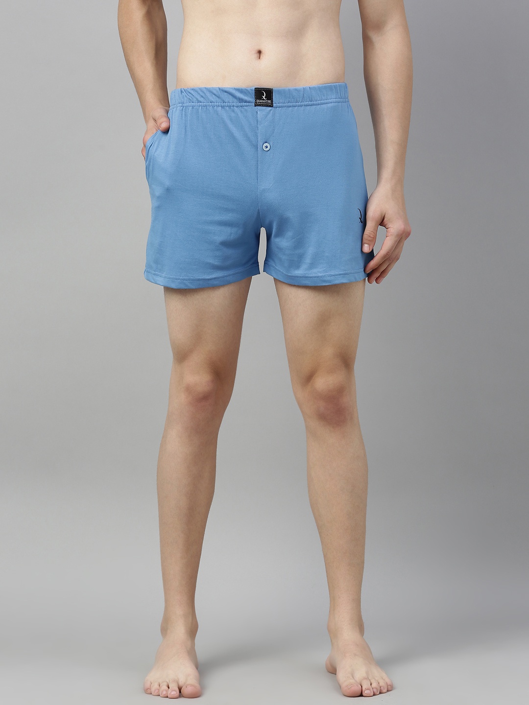 

QUARANTINE Men Blue Solid Pure Cotton Boxers