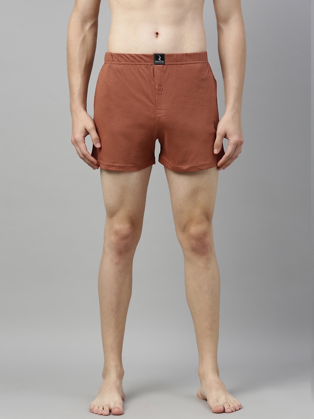 

QUARANTINE Men Brown Solid Pure Cotton Boxers QBXM009BRN