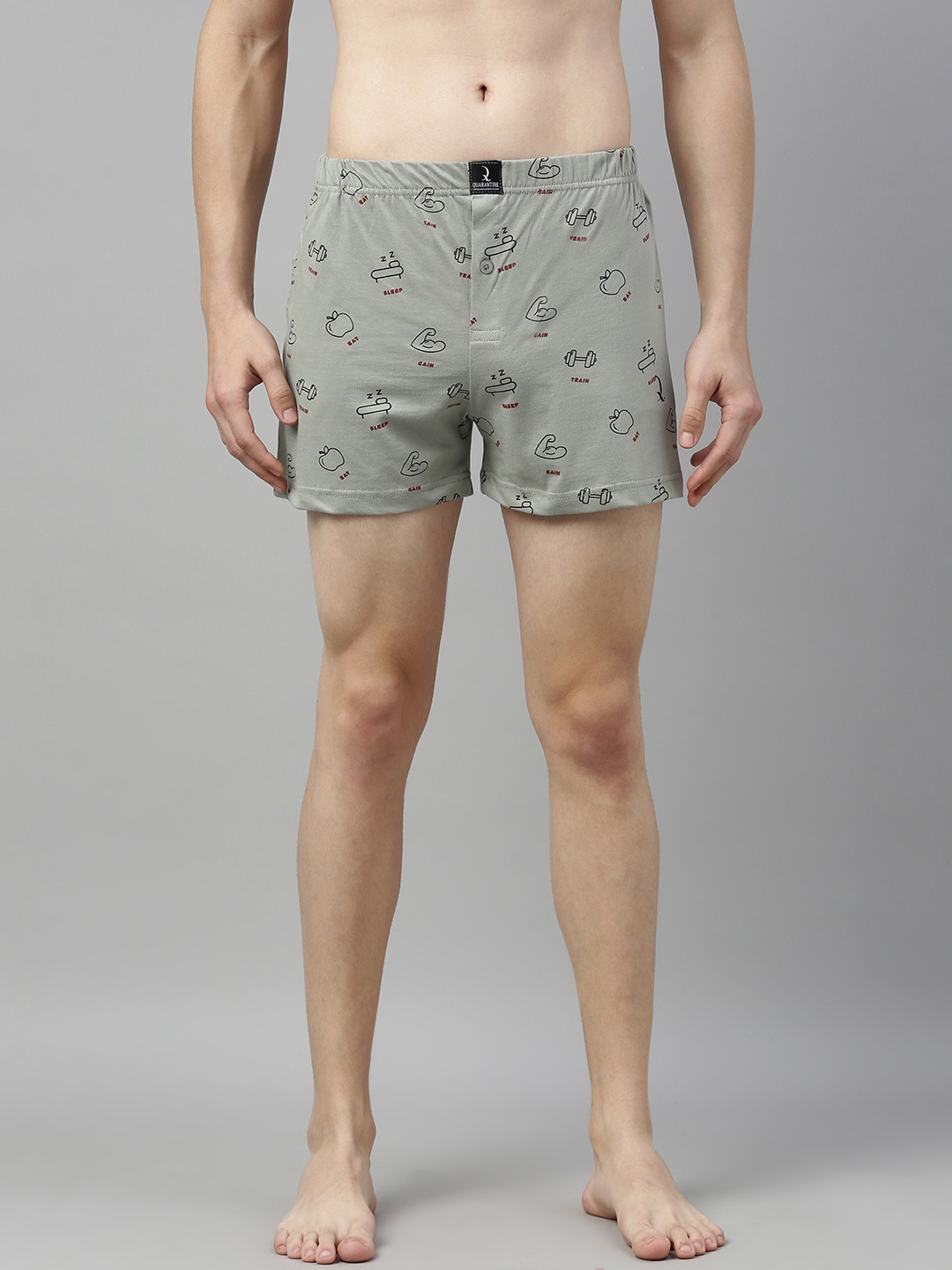 

QUARANTINE Men Grey Quirky Print Pure Cotton Boxers QBXM002GRY