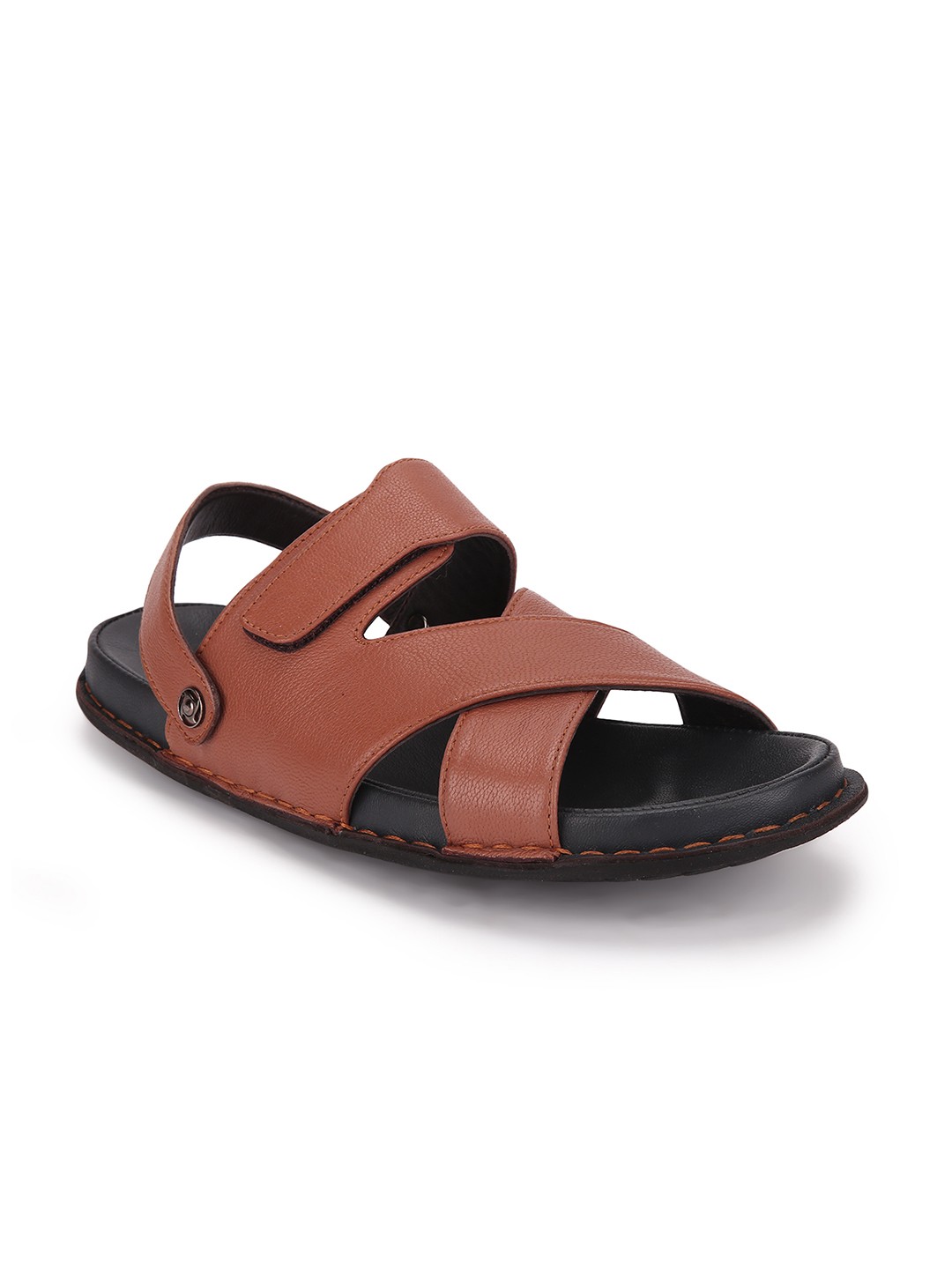 

LOUIS STITCH Men Tan Leather Comfort Sandals
