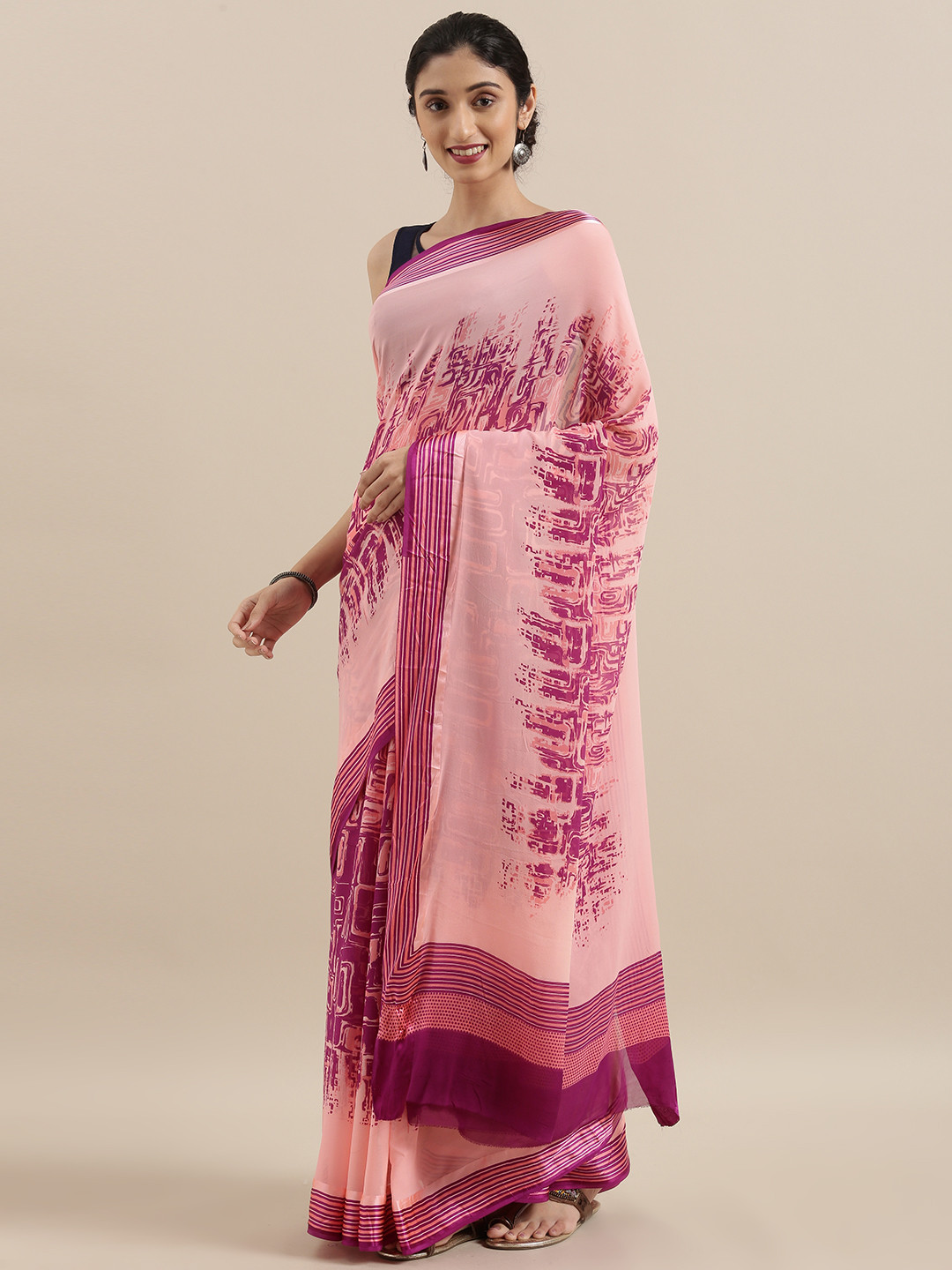 

Taneira Pink Printed Pure Georgette Saree