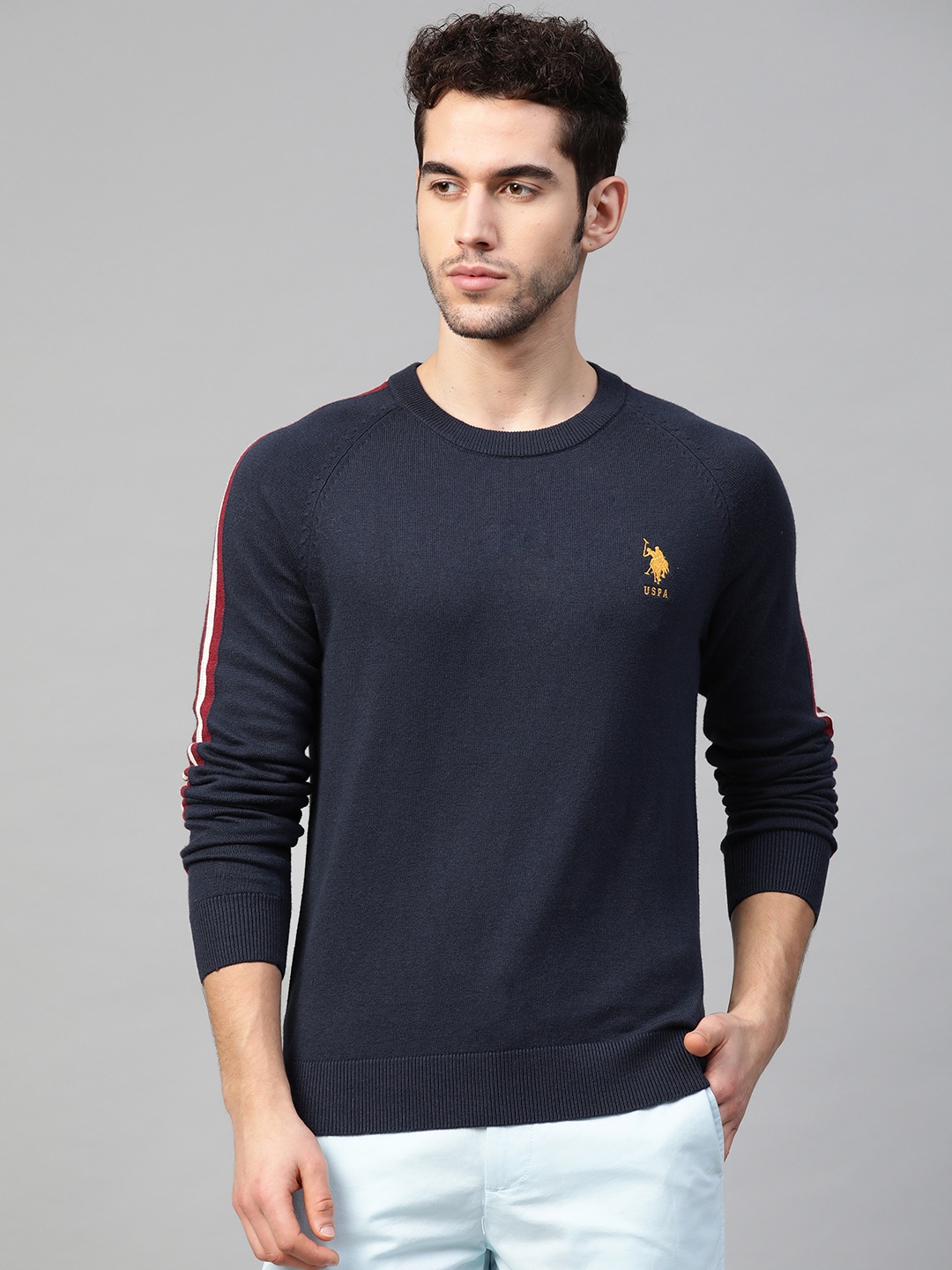 

U.S. Polo Assn. Men Navy Blue Side Stripe Detail Pullover