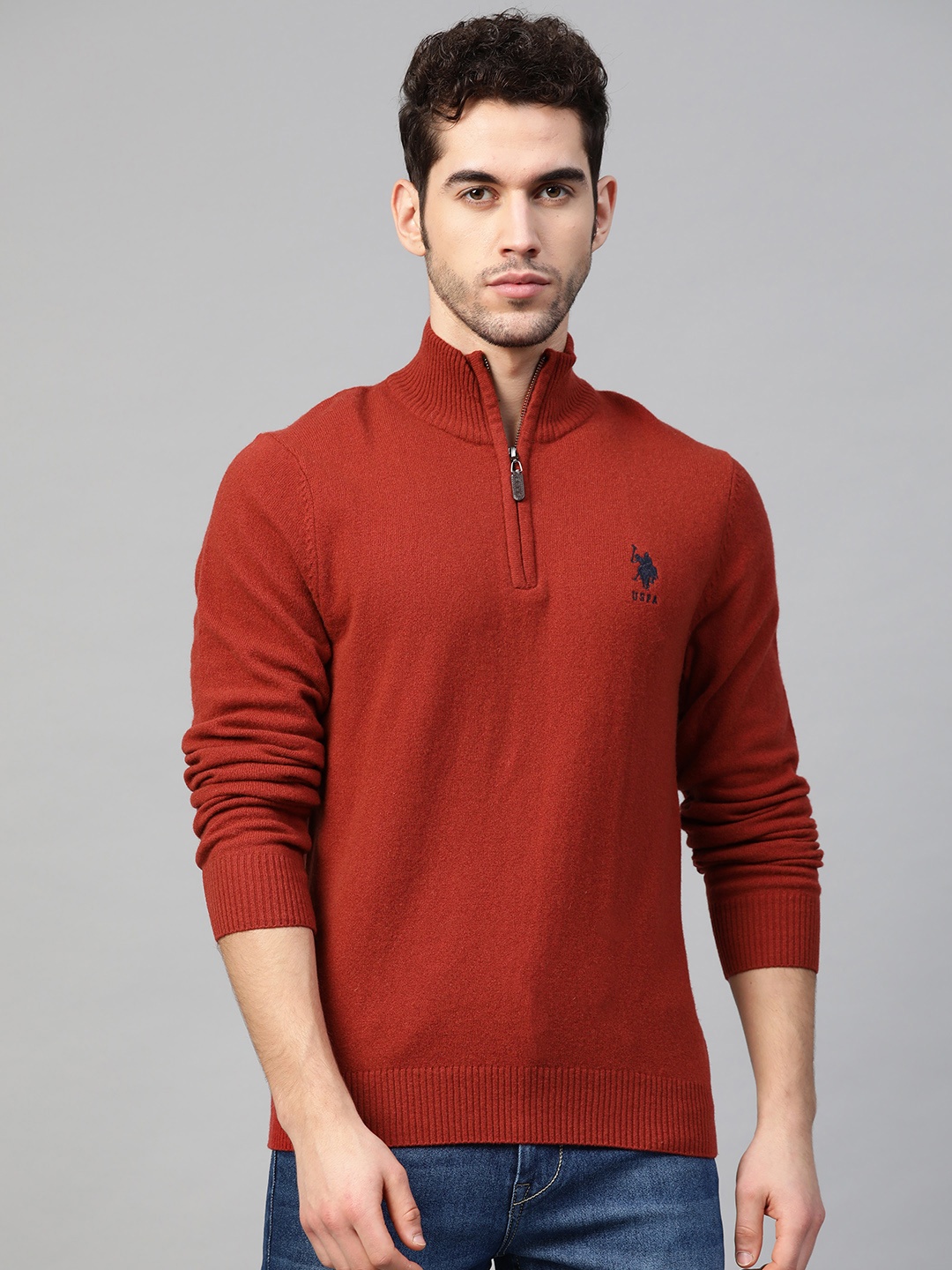 

U.S. Polo Assn. Men Rust Red Solid Pullover