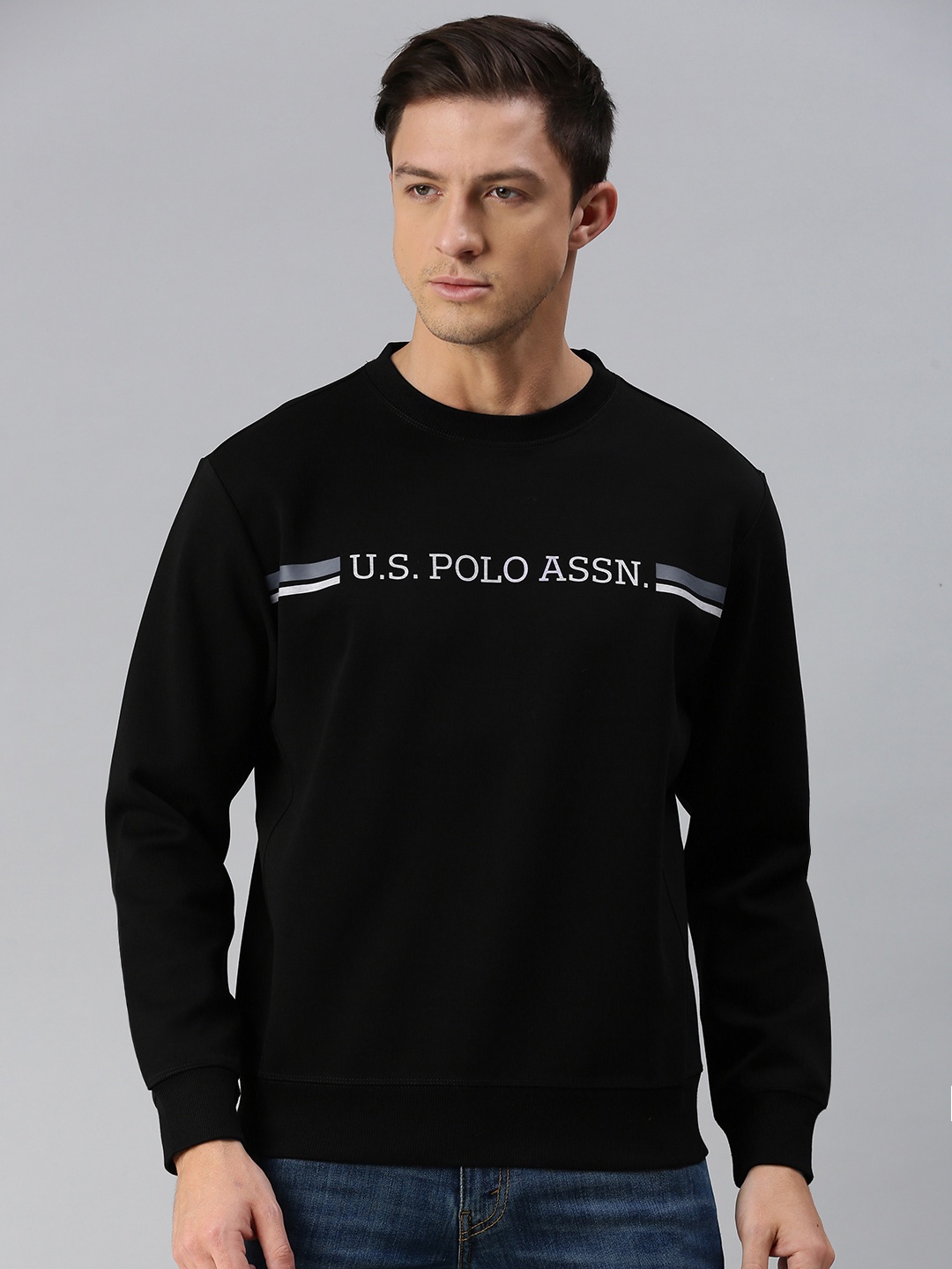 

U S Polo Assn Men Black Printed Sweatshirt