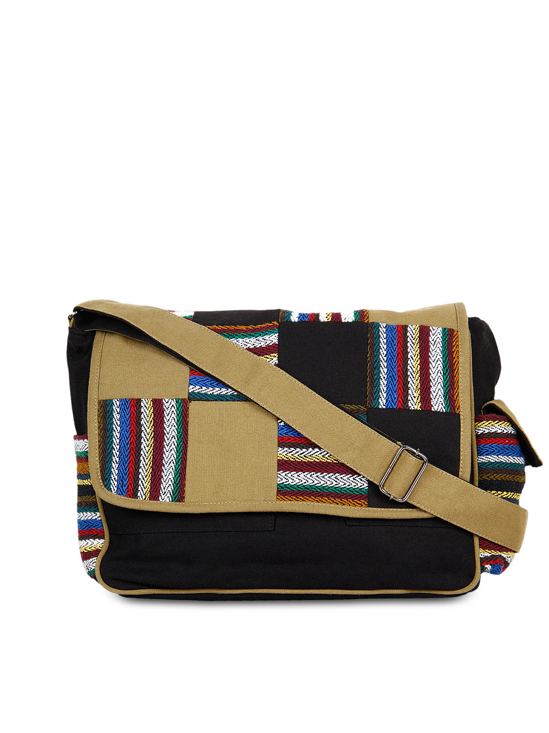 

Anekaant Black & Beige Embroidered Sling Bag