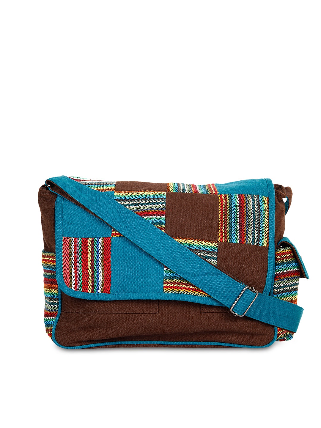

Anekaant Brown & Blue Embroidered Sling Bag