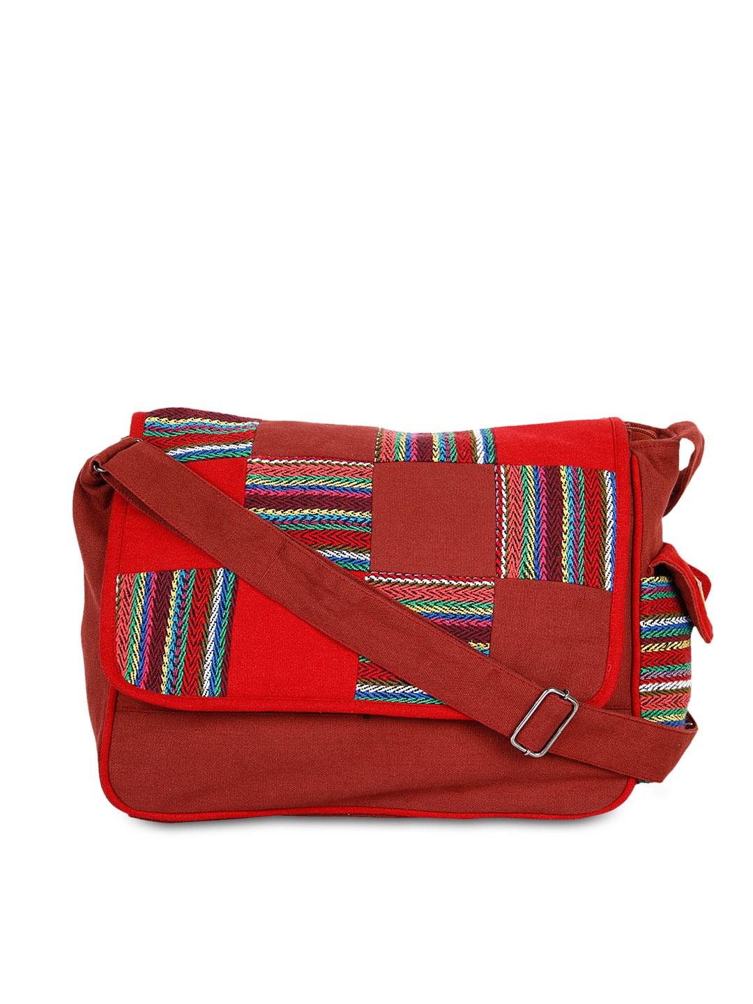 

Anekaant Red Embroidered Sling Bag