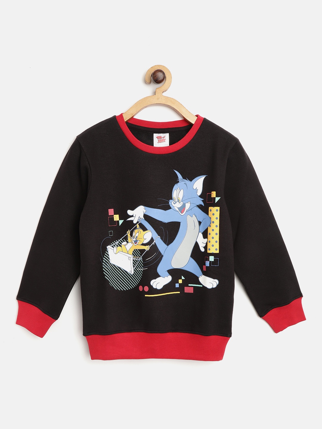 

Tom & Jerry by toothless Boys Black & Blue Printed Sweatshirt