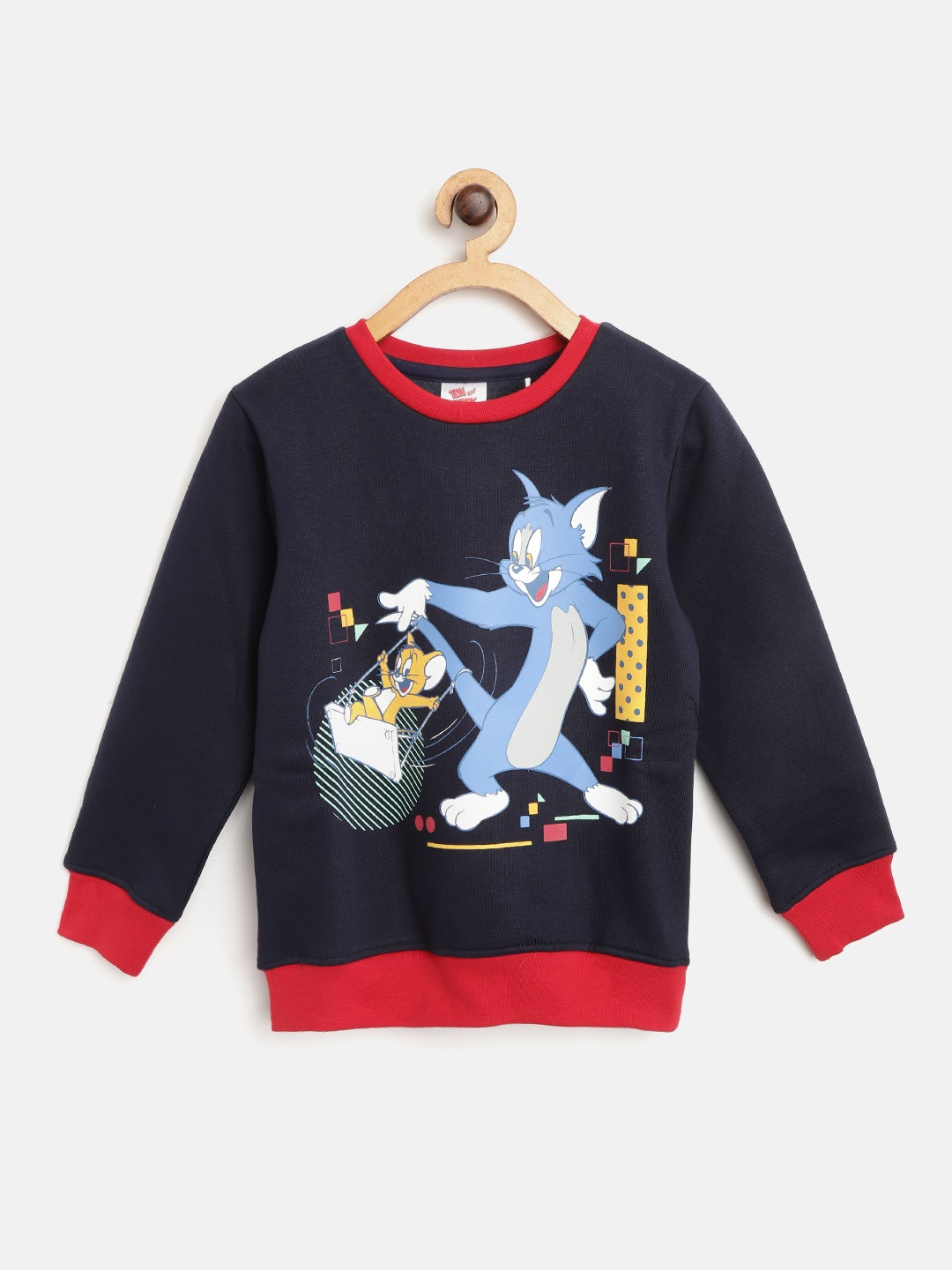 

toothless Boys Navy Blue Tom & Jerry Print Sweatshirt