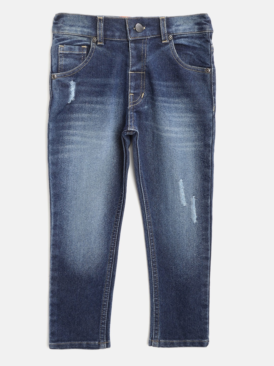 

toothless Boys Navy Blue Regular Fit Mid-Rise Low Distress Stretchable Jeans