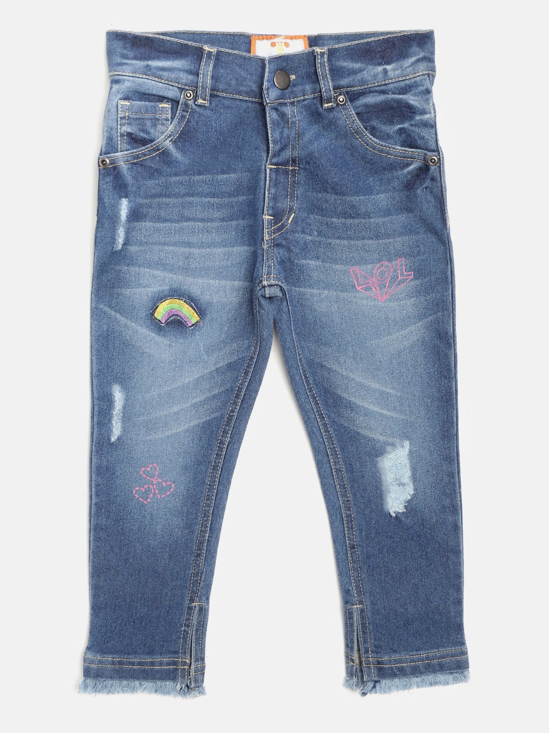 

toothless Girls Navy Blue Regular Fit Mid-Rise Stretchable Jeans