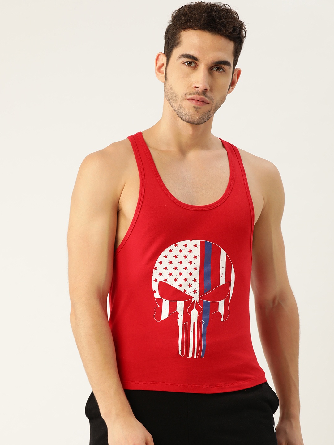 

ROMEO ROSSI Men Red & White Printed Round Neck T-shirt