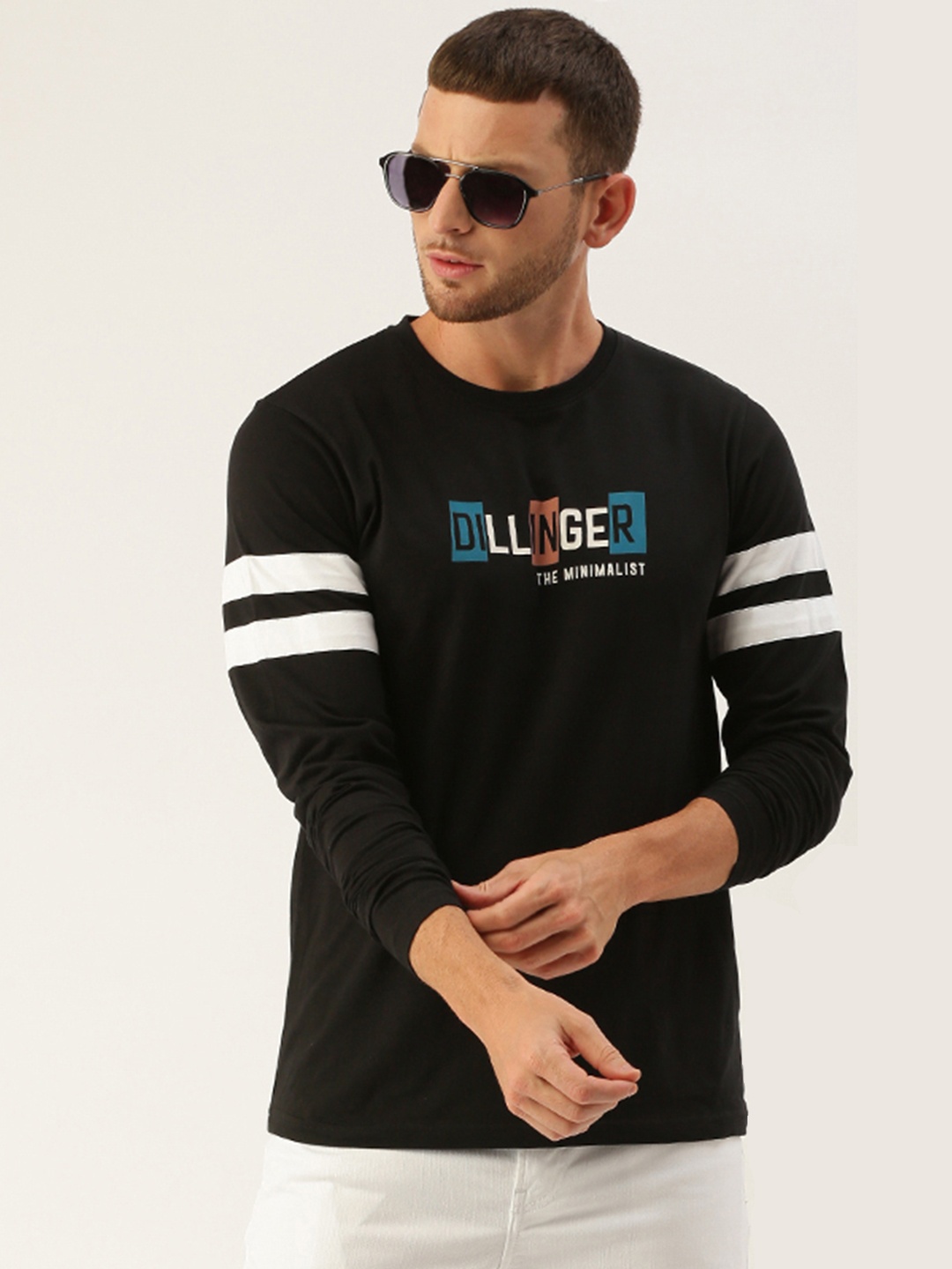 

DILLINGER Men Black Printed Round Neck Pure Cotton T-shirt