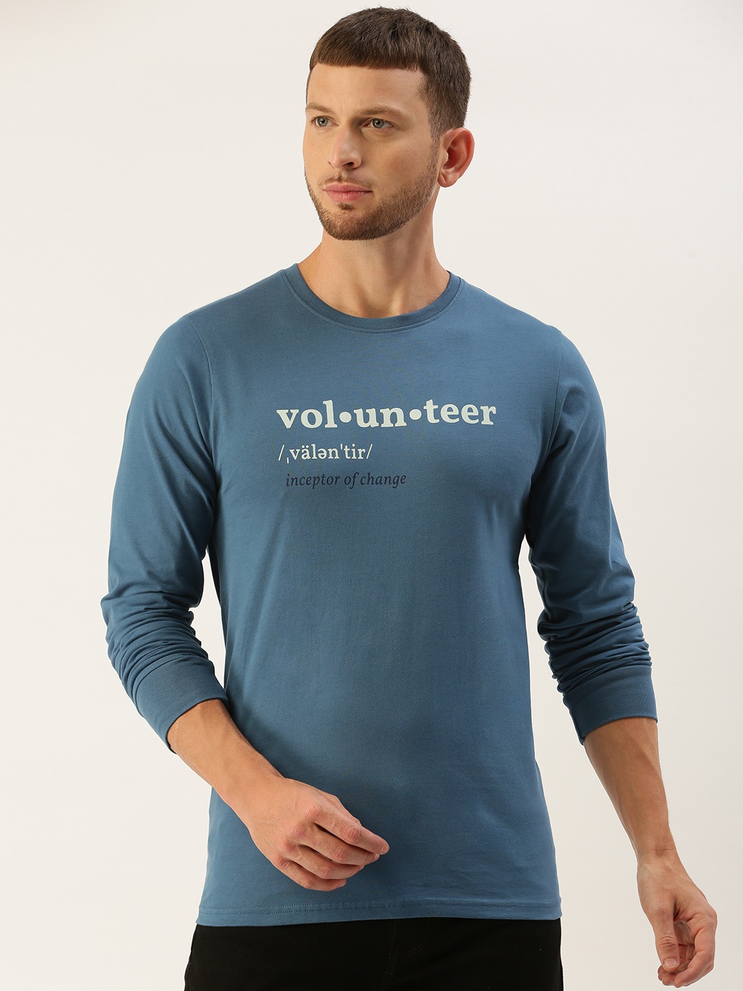 

DILLINGER Men Blue Printed Round Neck Pure Cotton T-shirt