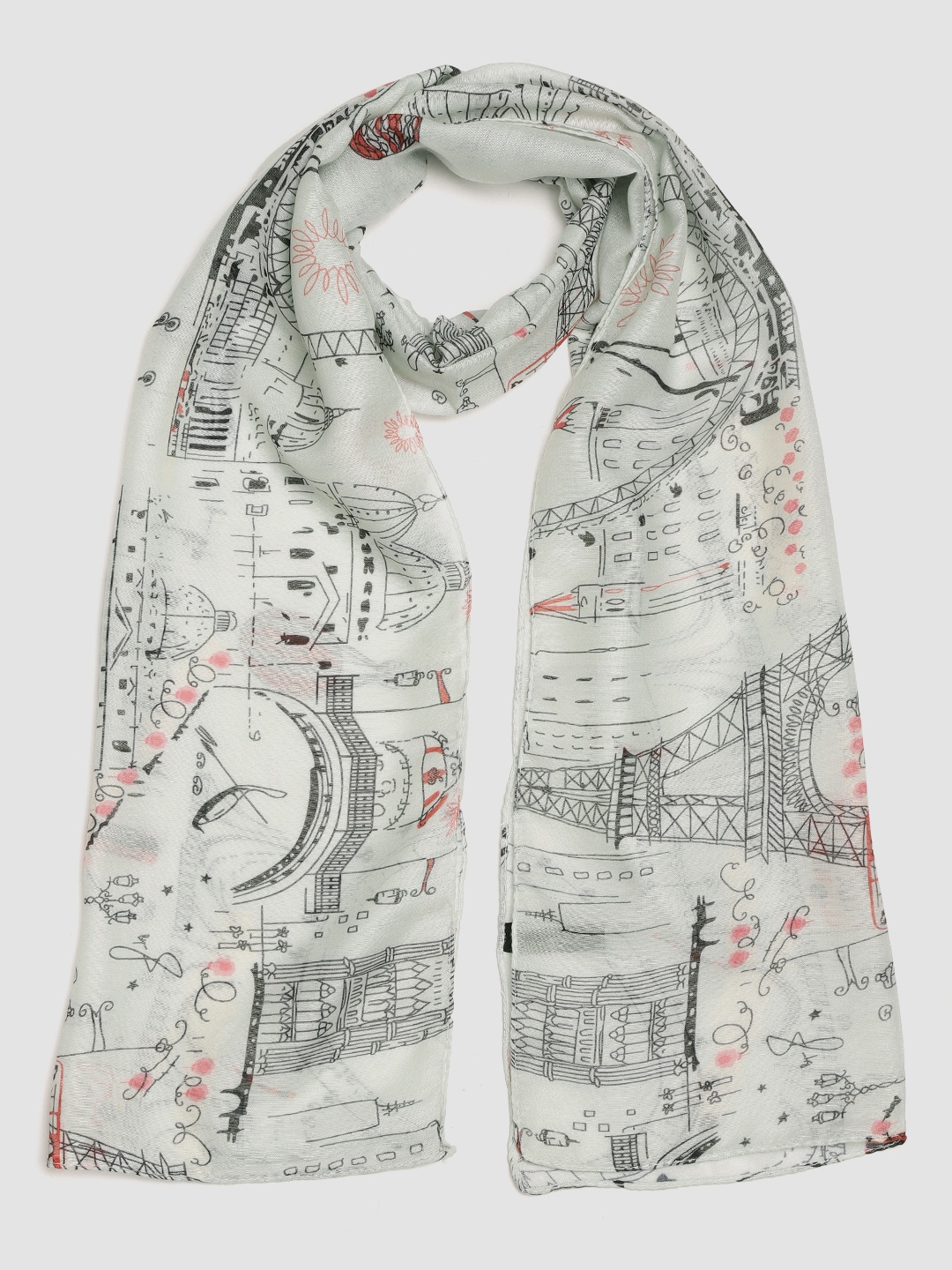 

J Style Girls Off-White & Black City Printed Stole