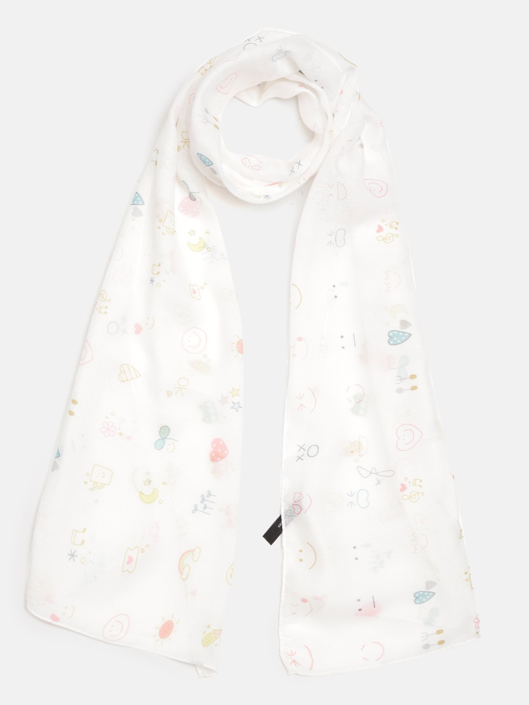 

J Style Girls White & Pink Quirky Printed Stole