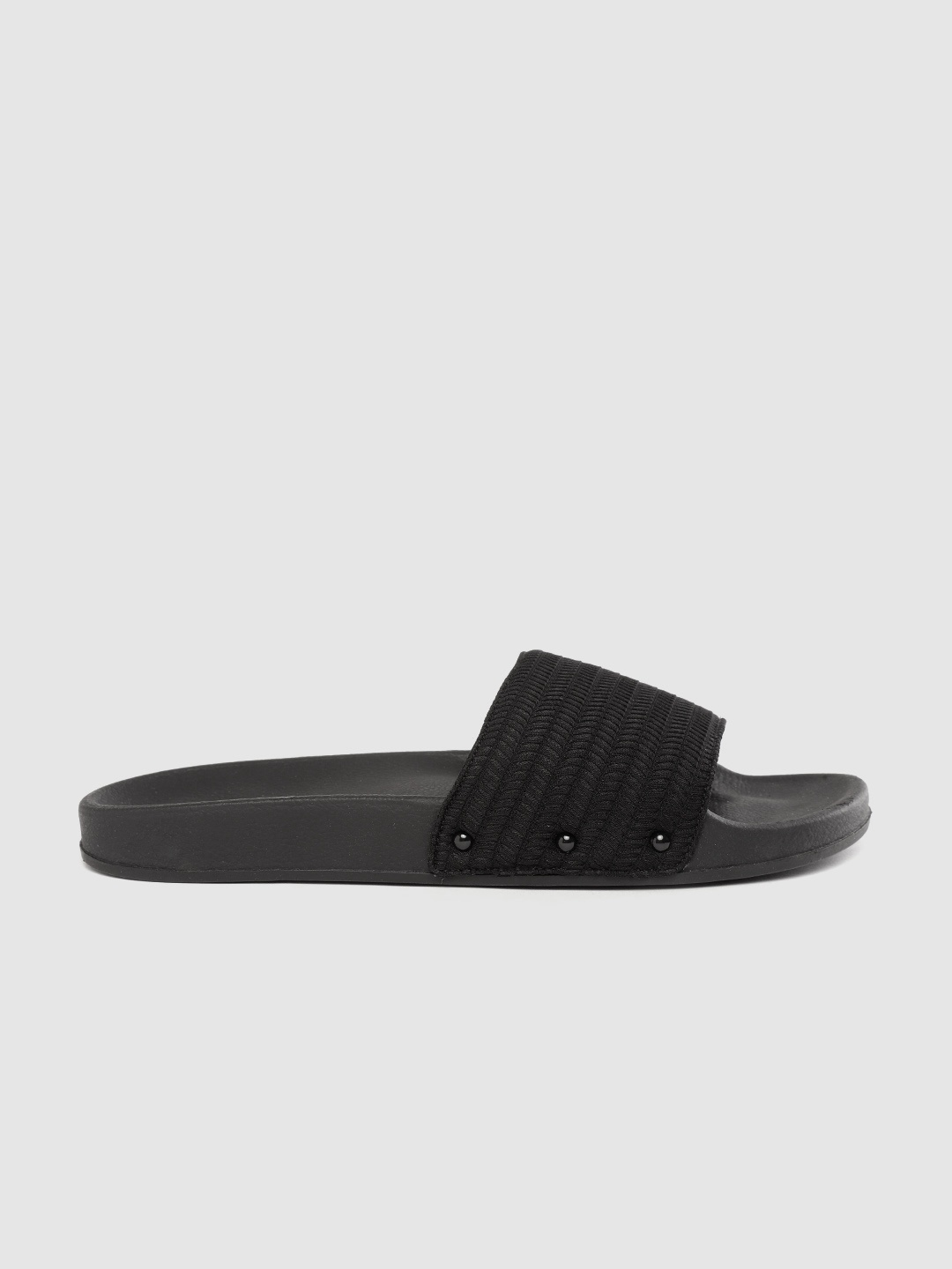 

DressBerry Women Black Self-Striped Sliders