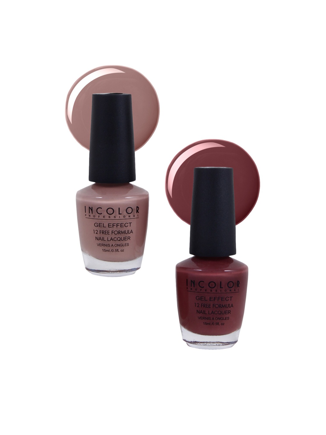 

INCOLOR Pack of 2 Gel Effect Matte Nail Paints Combo 05 15 ml each, Pink