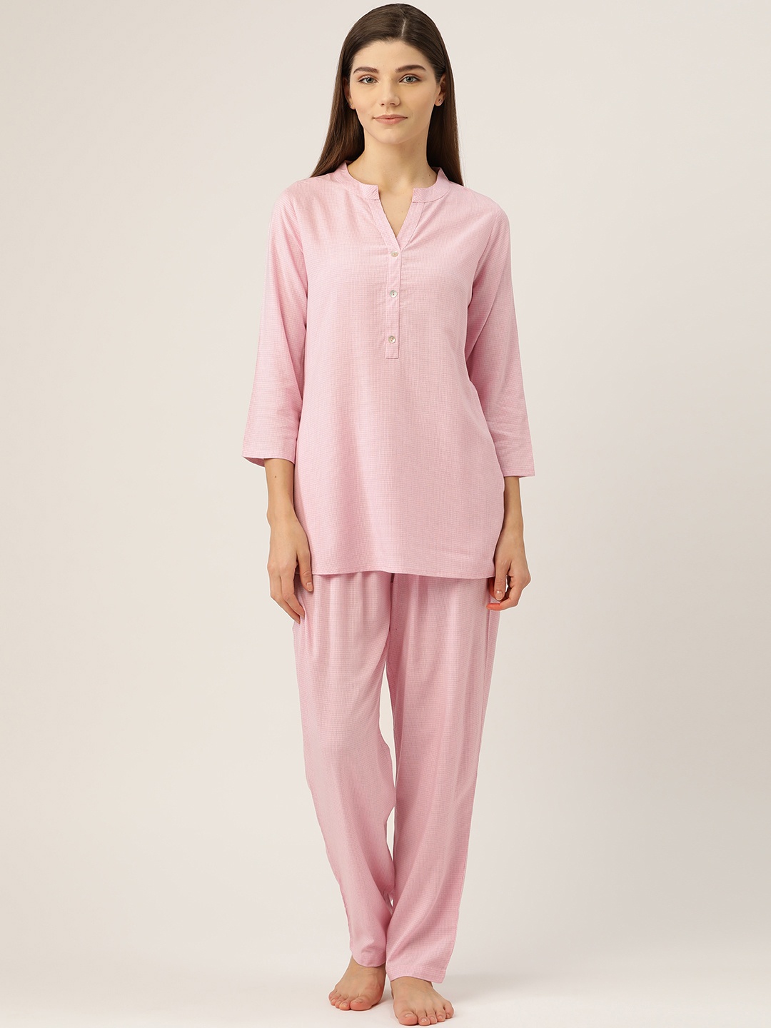 

Prakrti Women Pink Checked Night suit