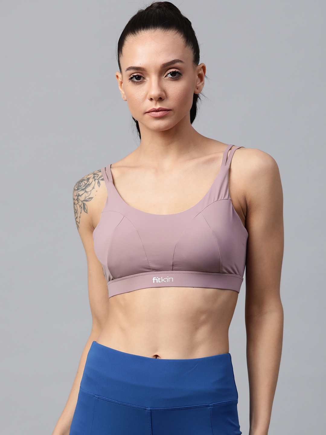 

Fitkin Mauve Solid Removable Padded Non-Wired Airlift Intrigue Sports Bra B26