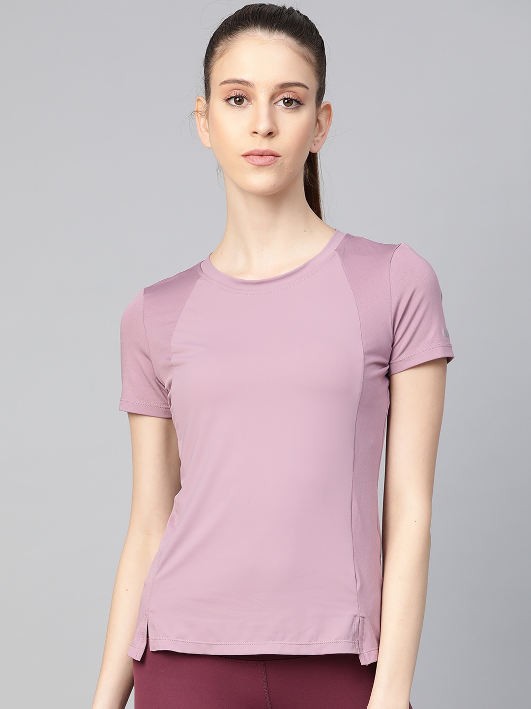 

Fitkin Women Mauve Solid Round Neck T-shirt