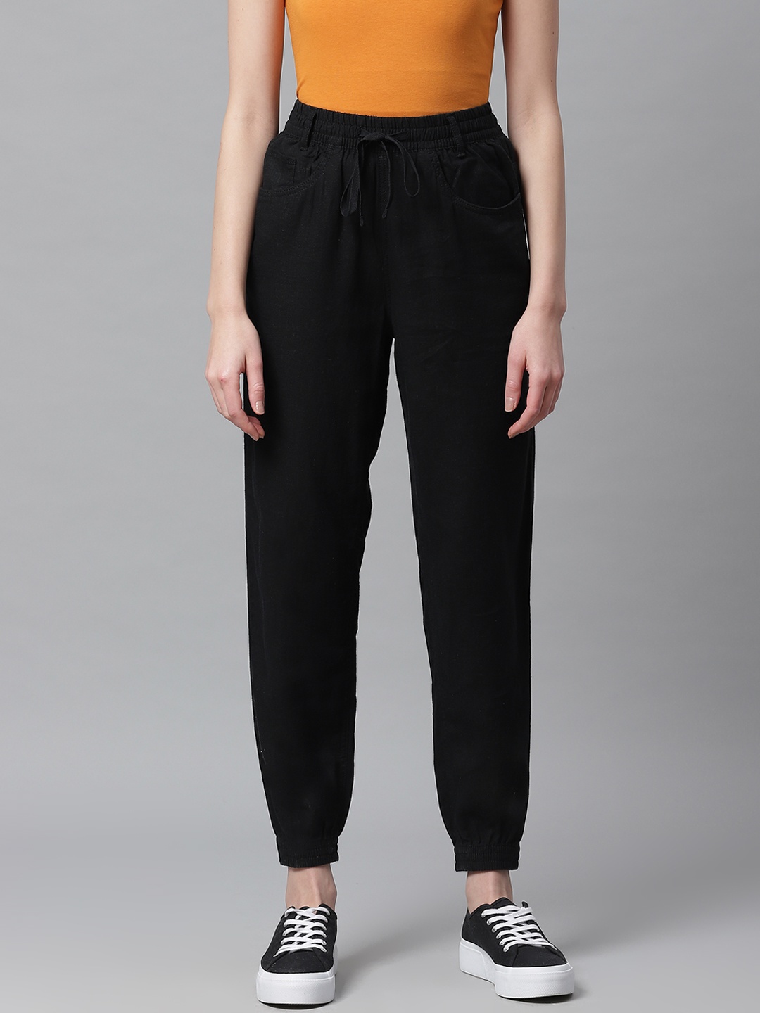 

Marks & Spencer Women Black Regular Fit Solid Joggers