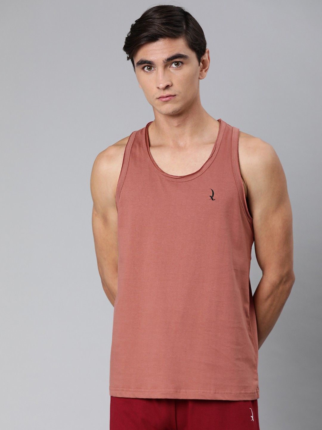 

QUARANTINE Men's Pink Solid Sleeveless T-shirt