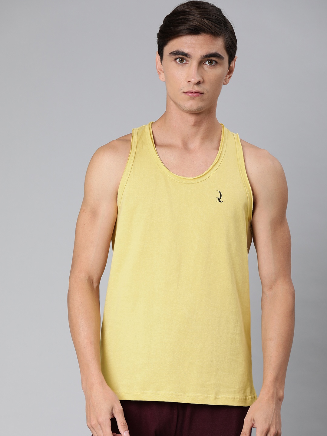 

QUARANTINE Men Yellow Solid Lounge T-shirt