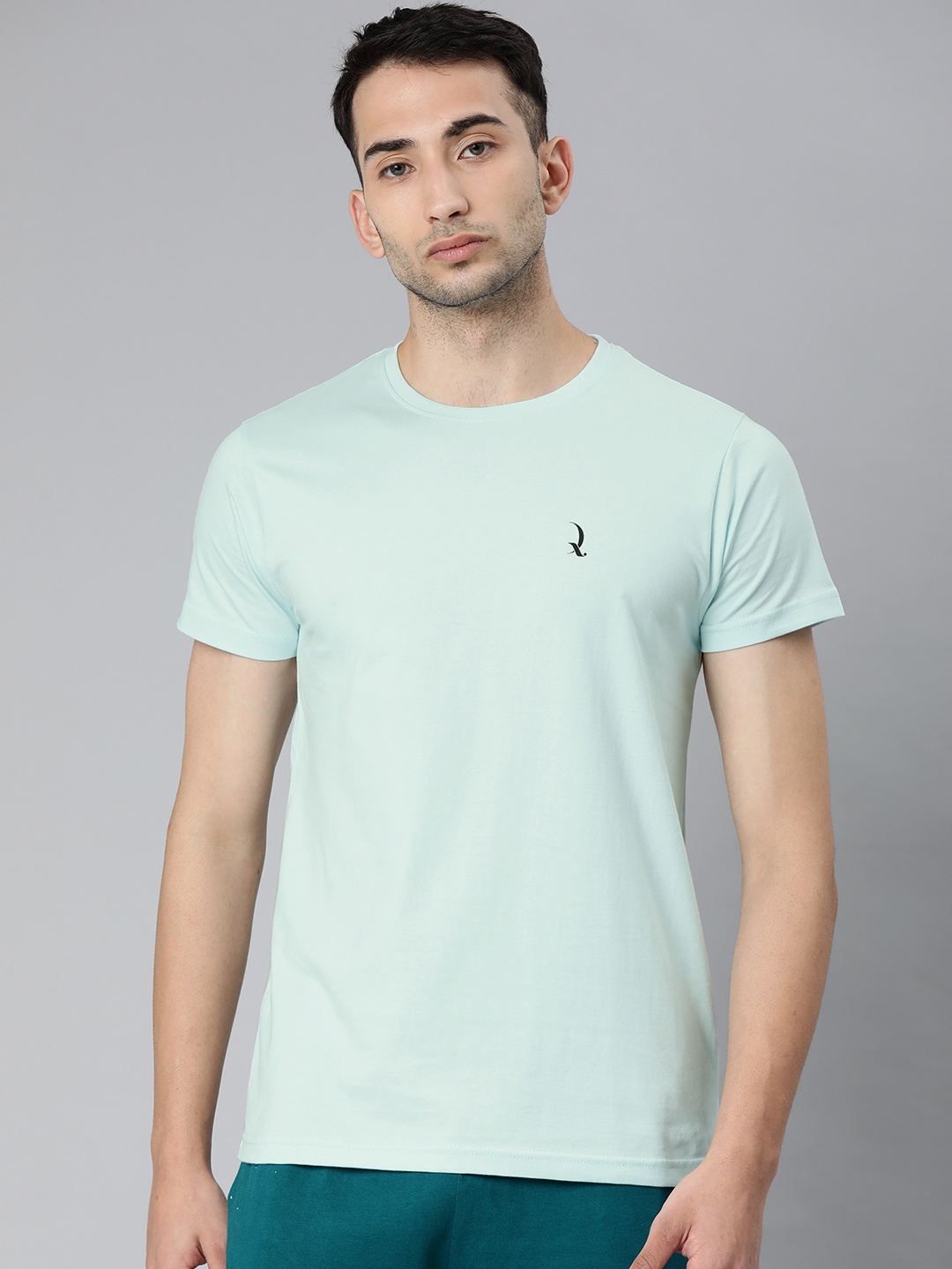 

QUARANTINE Men Light Blue Solid Lounge T-shirt