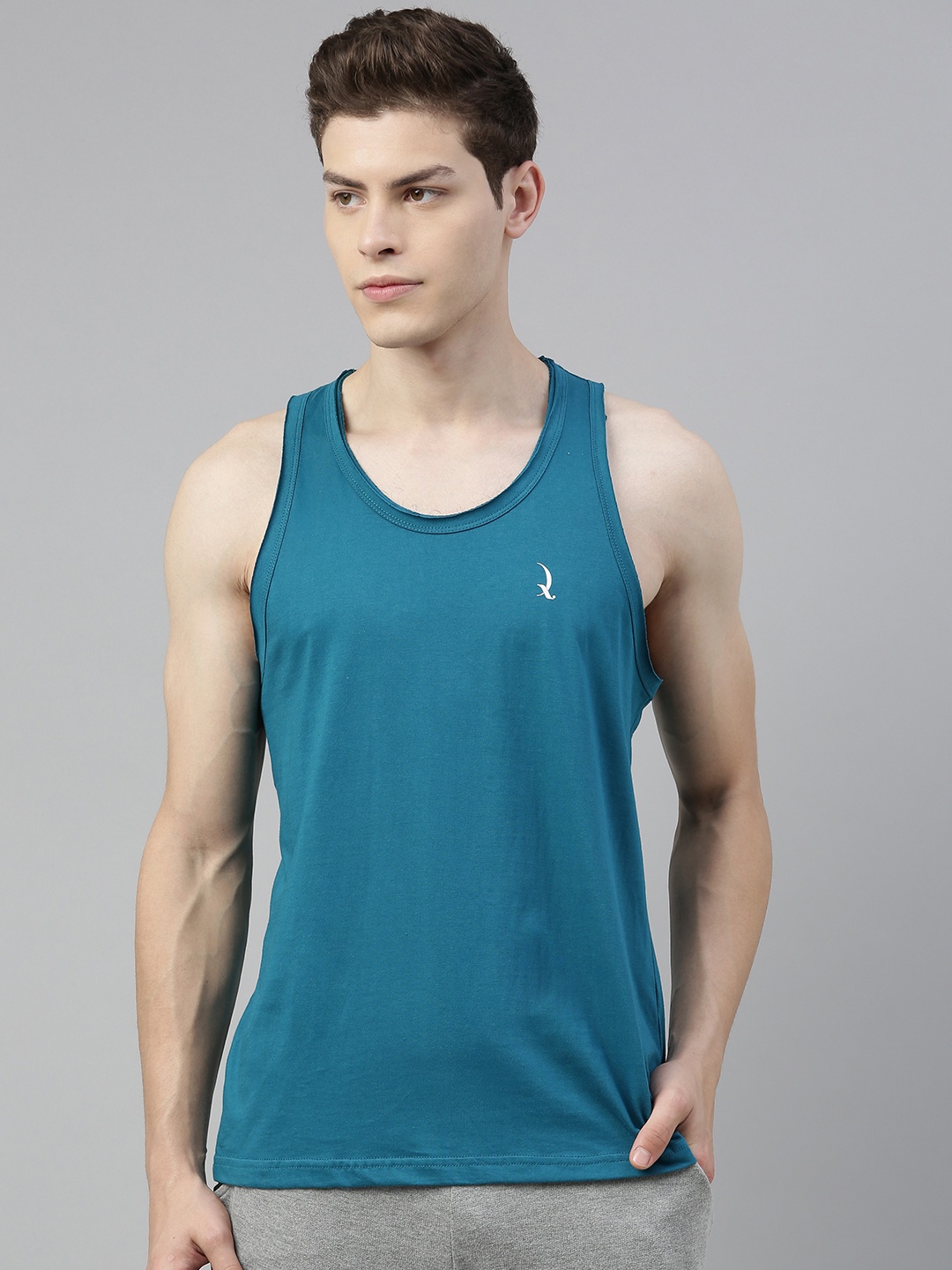 

QUARANTINE Men Blue Solid Round Neck Lounge T-shirt