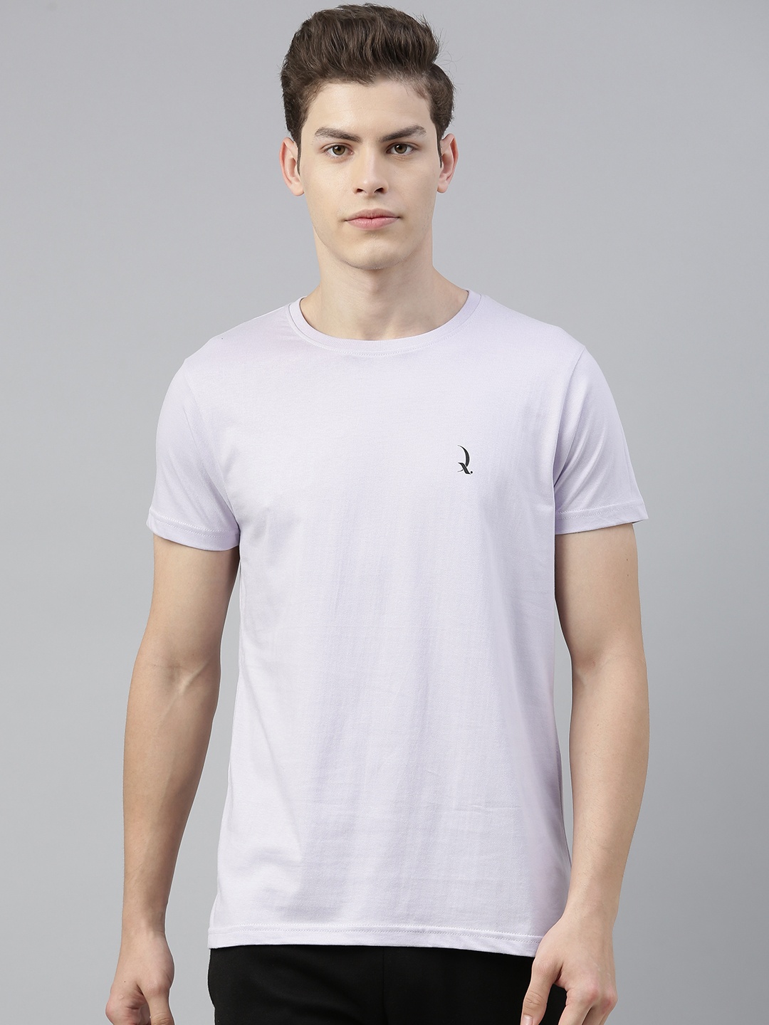 

QUARANTINE Men Lavender Solid Lounge T-shirt