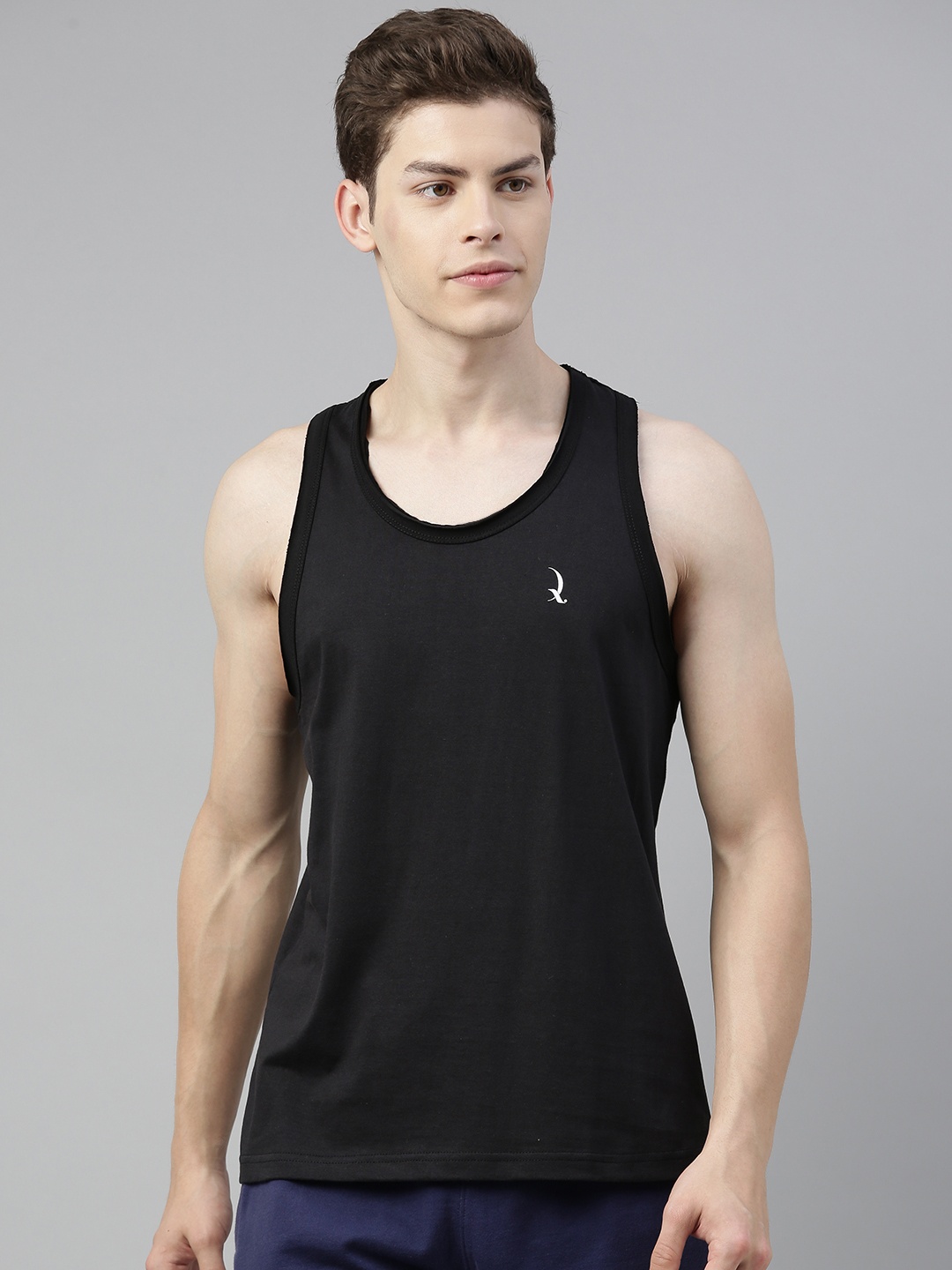 

QUARANTINE Men Black Solid Lounge T-shirt