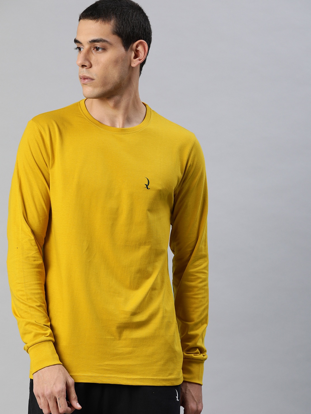 

QUARANTINE Men Mustard Yellow Solid Lounge T-shirt