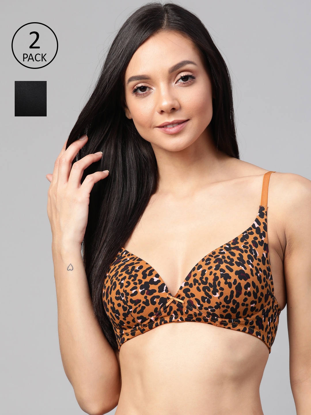 

Marks & Spencer Pack of 2 Non-Wired Lightly Padded Plunge Lounge Bras T333291, Brown